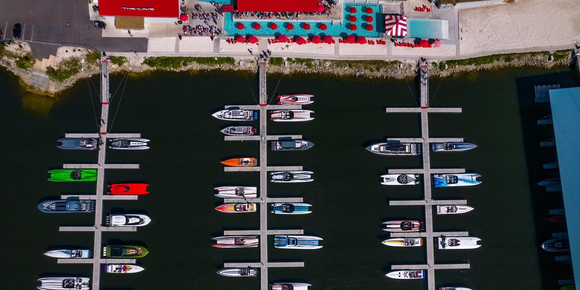 Above view of boats docked